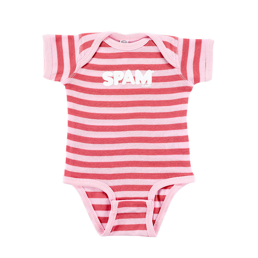 Pink striped SPAM® Brand bodysuit